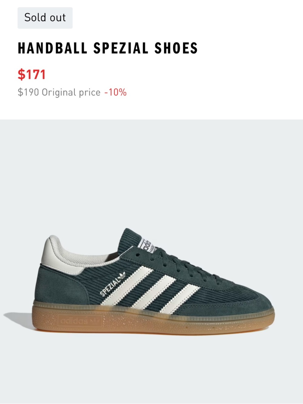 adidas Dark Green Suede Sneakers with Cream Stripes - Picture 7 of 7